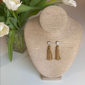 Gold beaded dangle earrings